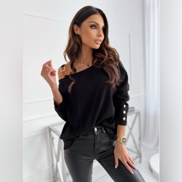 Draped Diva Drop Shoulder Long Sleeve Top - Picture 2 of 4